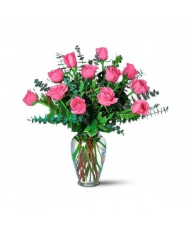 Dozen Teleflora Pink Roses